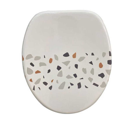 Copriwater in Legno MDF serigrafato tavoletta da Bagno WC con Stampa effetto mosaico Cerniere in Acciaio 43x38 cm - enzoled