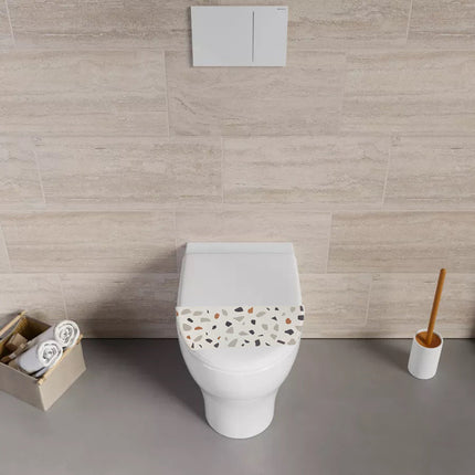 Copriwater in Legno MDF serigrafato tavoletta da Bagno WC con Stampa effetto mosaico Cerniere in Acciaio 43x38 cm - enzoled