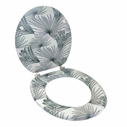 Copriwater in Legno MDF serigrafato tavoletta da Bagno WC con Stampa Tropicale Cerniere in Acciaio 43x38 cm - enzoled