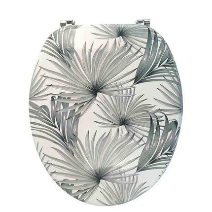 Copriwater in Legno MDF serigrafato tavoletta da Bagno WC con Stampa Tropicale Cerniere in Acciaio 43x38 cm - enzoled