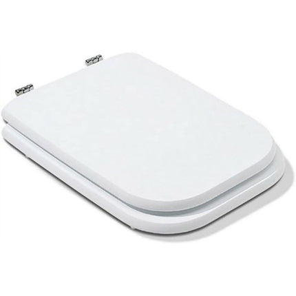 Copriwater Universale Quadrato in Legno MDF Bianco tavoletta da Bagno WC con Cerniere in Acciaio - enzoled