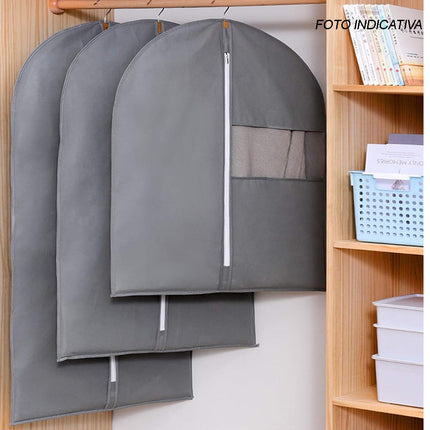 Custodia per abiti e vestiti 90x60 cm protettiva porta abiti da viaggio o per armadio con chiusura a zip con cerniera - enzoled