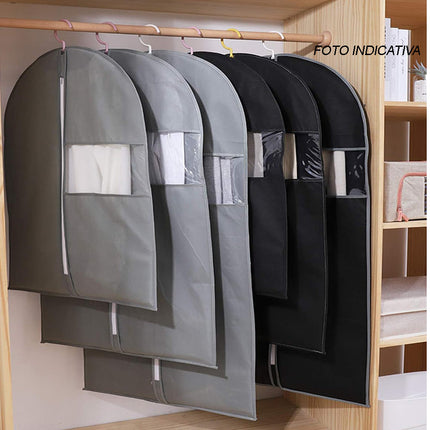 Custodia per abiti e vestiti 100x60 cm protettiva porta abiti da viaggio o per armadio con chiusura a zip con cerniera - enzoled