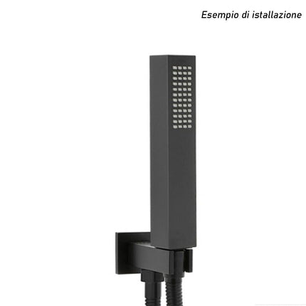 Doccino quadrato slim ultra moderno nero soffione doccia da bagno vasca attacco 1/2 - enzoled