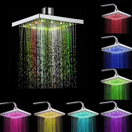 Soffione doccia con led rgb 20X20 cm per cromoterapia doccia emozionale doccetta multicolore argento - enzoled