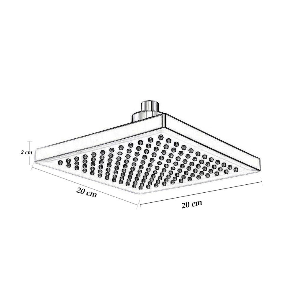 Soffione doccia con led rgb 20X20 cm per cromoterapia doccia emozionale doccetta multicolore argento - enzoled
