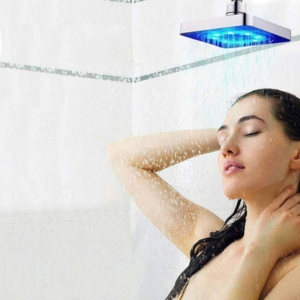 Soffione doccia con led rgb quadrato 20x20 cm per cromoterapia doccia emozionale doccetta multicolore - enzoled