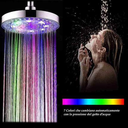 Soffione doccia con led rgb rotondo Ø 22 cm per cromoterapia doccia emozionale doccetta multicolore - enzoled
