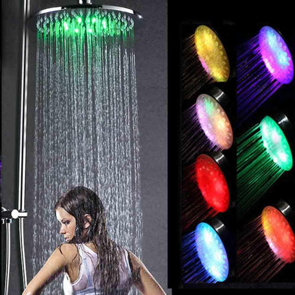 Soffione doccia con led rgb rotondo Ø 22 cm per cromoterapia doccia emozionale doccetta multicolore - enzoled