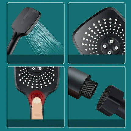 Soffione multigetto per doccia moderno nero per vasca da bagno doccetta a mano in abs con filtro anticalcare attacco 1/2 - enzoled