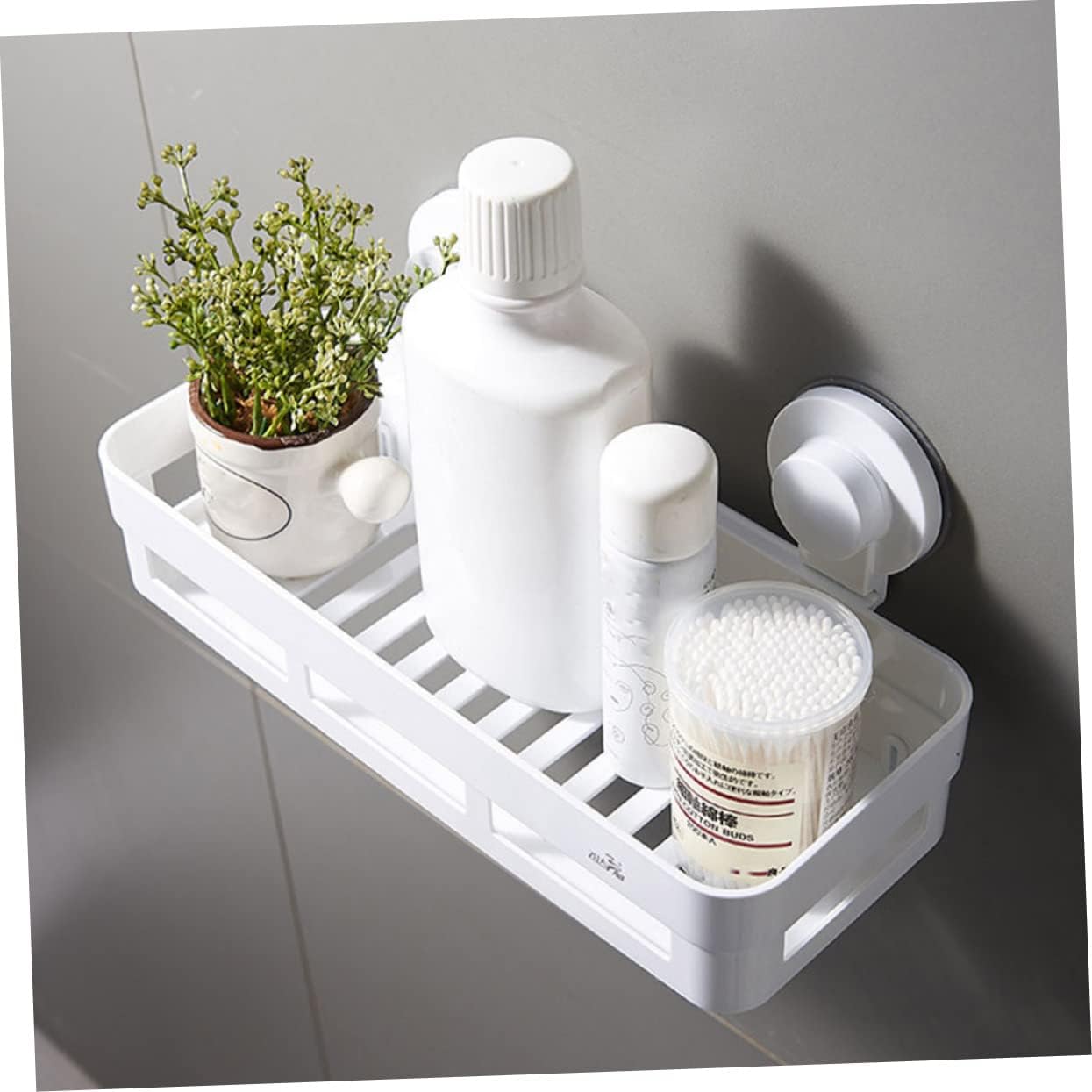 Mensola con ventosa senza fori rettangolare da bagno per doccia scaffale per shampoo portasapone - enzoled