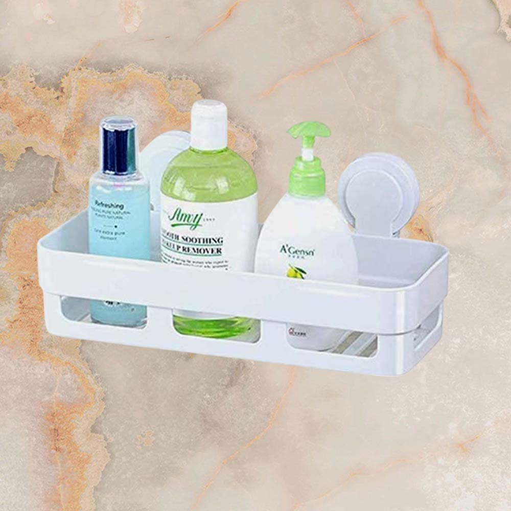 Mensola con ventosa senza fori rettangolare da bagno per doccia scaffale per shampoo portasapone - enzoled