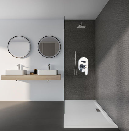 Miscelatore per doccia con deviatore a due vie ad incasso da parete rubinetto monocomando moderno modello cube - enzoled