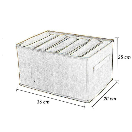 Scatola box pieghevole per pantaloni maglioni jeans 6 scomparti contenitore organizer salvaspazio per armadi 36x20x25 cm - enzoled