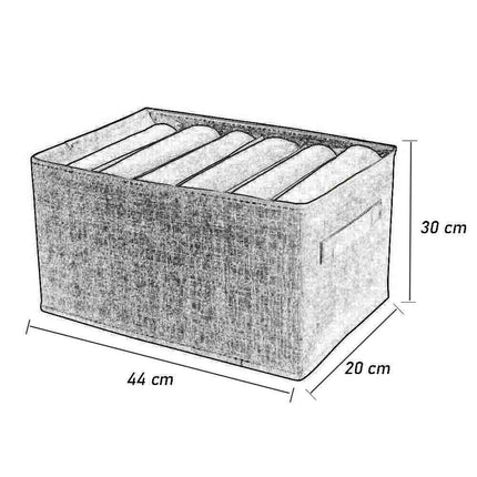 Scatola box pieghevole per pantaloni maglioni jeans 6 scomparti contenitore organizer salvaspazio per armadi 44x20x30 cm - enzoled