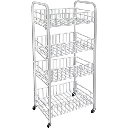 Carrello in metallo da bagno portaoggetti a 4 ripiani con ruote - enzoled