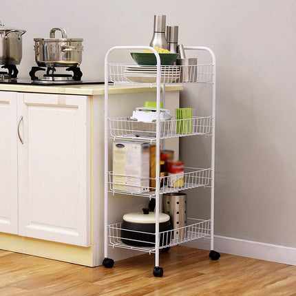 Carrello in metallo da bagno portaoggetti a 4 ripiani con ruote - enzoled