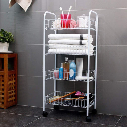 Carrello in metallo da bagno portaoggetti a 4 ripiani con ruote - enzoled
