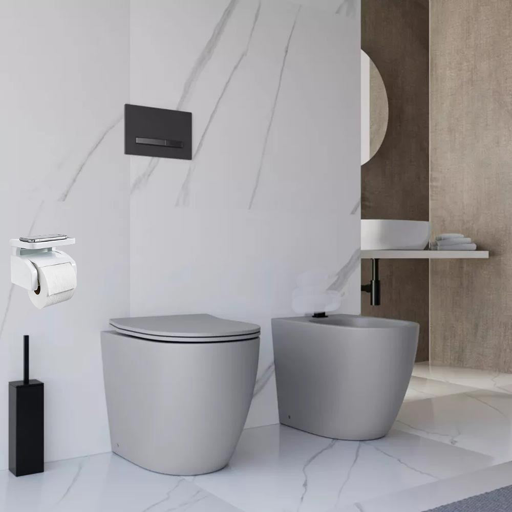 Porta rotolo per carta igienica con ripiano da parete con ventosa portarotolo con mensola da muro accessorio da bagno - enzoled