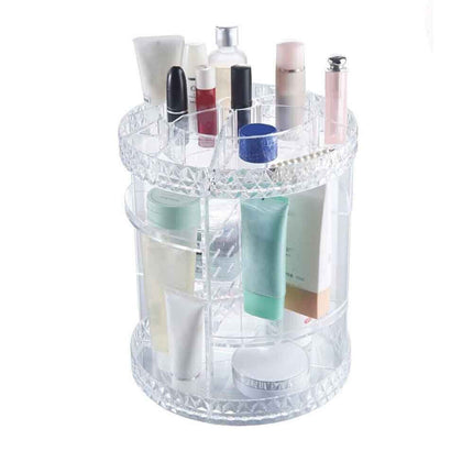 Organizer cosmetici rotante 360° per trucchi e pennelli con scomparti in abs organizzatore girevole make up trasparente 28.5 x 21.8 cm - enzoled