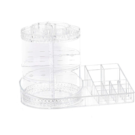 Organizer cosmetici rotante grande con ripiano per trucchi e pennelli scomparti in abs organizzatore girevole make up trasparente 40 x 28.5 x 24 cm - enzoled