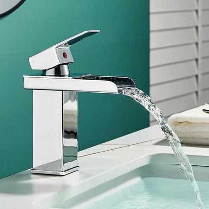 Miscelatore a cascata cromato da lavabo per bagno canna alta o bassa leva monocomando rubinetto per lavandino moderno modello cascata silver - enzoled