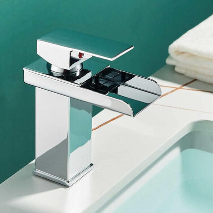 Miscelatore a cascata cromato da lavabo per bagno canna alta o bassa leva monocomando rubinetto per lavandino moderno modello cascata silver - enzoled