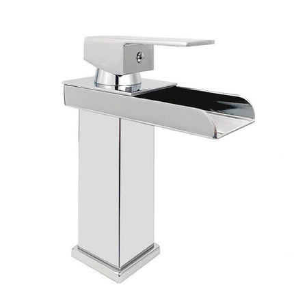 Miscelatore a cascata cromato da lavabo per bagno canna alta o bassa leva monocomando rubinetto per lavandino moderno modello cascata silver - enzoled
