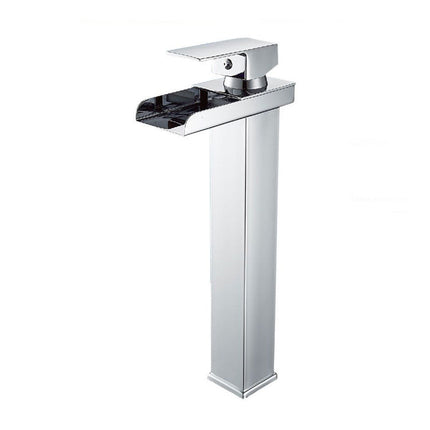 Miscelatore a cascata cromato da lavabo per bagno canna alta o bassa leva monocomando rubinetto per lavandino moderno modello cascata silver - enzoled