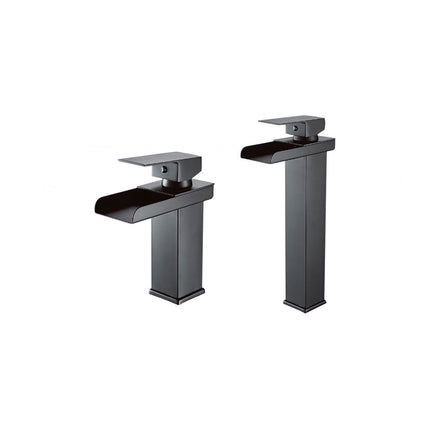 Miscelatore a cascata nero da lavabo per bagno canna alta o bassa leva monocomando rubinetto per lavandino moderno modello cascata nero - enzoled