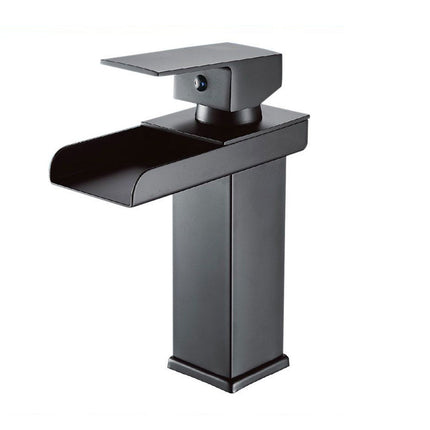 Miscelatore a cascata nero da lavabo per bagno canna alta o bassa leva monocomando rubinetto per lavandino moderno modello cascata nero - enzoled