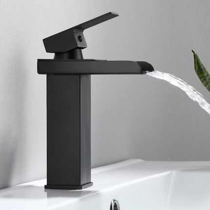 Miscelatore a cascata nero da lavabo per bagno canna alta o bassa leva monocomando rubinetto per lavandino moderno modello cascata nero - enzoled