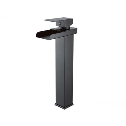 Miscelatore a cascata nero da lavabo per bagno canna alta o bassa leva monocomando rubinetto per lavandino moderno modello cascata nero - enzoled