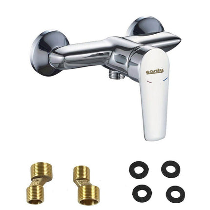 Miscelatore da bagno moderno a parete rubinetto orientabile per doccia modello Cube - enzoled