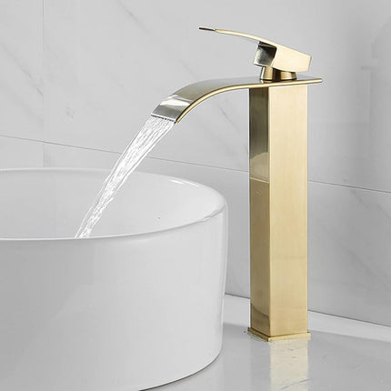 Rubinetto da bagno a canna alta per lavabo bidet miscelatore moderno per lavandino oro modello cascata - enzoled