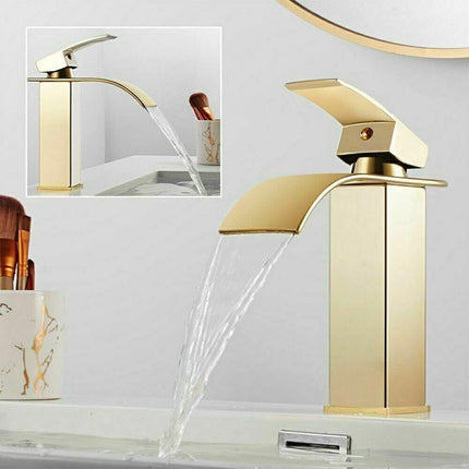 Rubinetto da bagno a canna bassa per lavabo bidet miscelatore moderno per lavandino oro modello cascata - enzoled