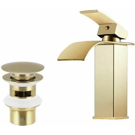 Rubinetto da bagno a canna bassa per lavabo bidet miscelatore moderno per lavandino oro modello cascata - enzoled