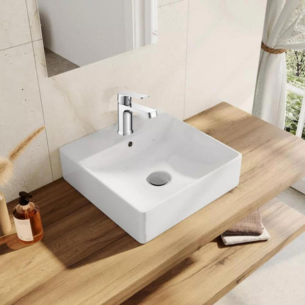 Rubinetto per bagno moderno miscelatore orientabile design quadrato per lavabo  in ottone cromato lucido modello Allure - enzoled