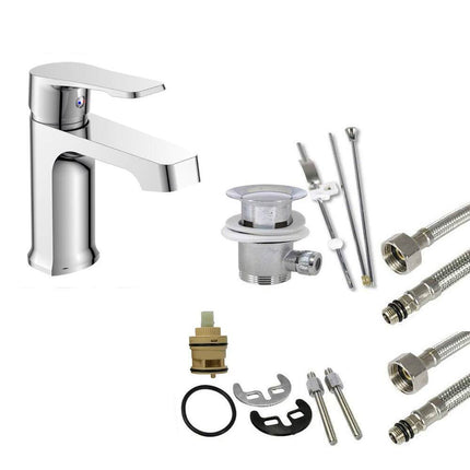 Rubinetto per bagno moderno miscelatore orientabile design quadrato per lavabo  in ottone cromato lucido modello Allure - enzoled