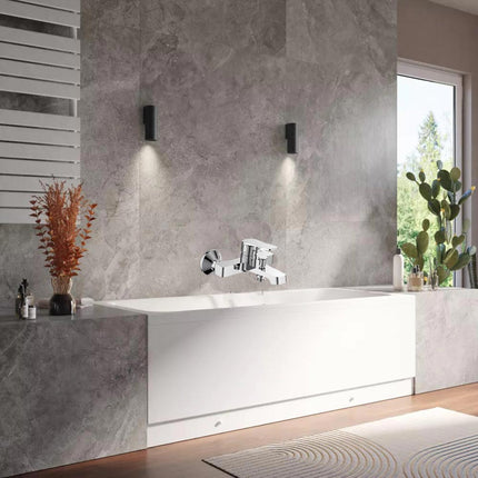 Rubinetto per bagno moderno miscelatore orientabile design quadrato per  vasca in ottone cromato lucido modello Allure - enzoled