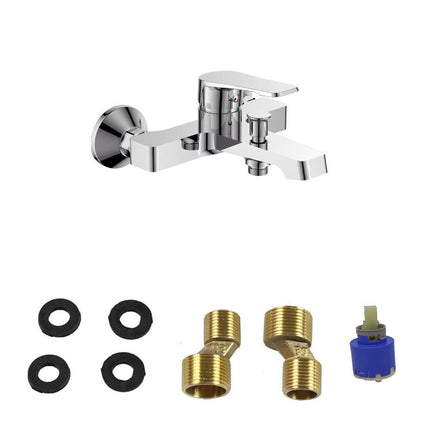 Rubinetto per bagno moderno miscelatore orientabile design quadrato per  vasca in ottone cromato lucido modello Allure - enzoled