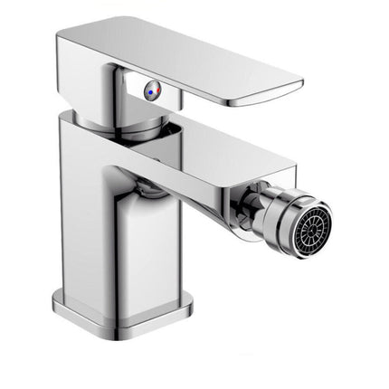 Rubinetto per bagno moderno quadrato miscelatore orientabile per bidet in ottone cromato lucido modello Shape - enzoled