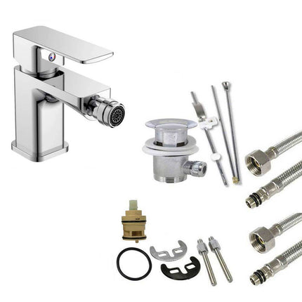 Rubinetto per bagno moderno quadrato miscelatore orientabile per bidet in ottone cromato lucido modello Shape - enzoled