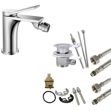 Rubinetto per bagno moderno stilizzato miscelatore orientabile bidet in ottone cromato lucido modello Sky - enzoled