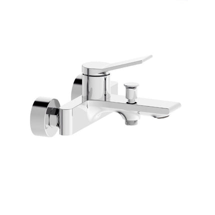 Rubinetto per bagno moderno stilizzato miscelatore orientabile per vasca in ottone cromato lucido modello Sky - enzoled