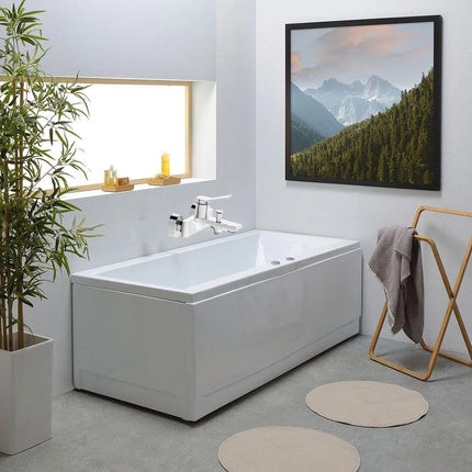 Rubinetto per bagno moderno stilizzato miscelatore orientabile per vasca in ottone cromato lucido modello Sky - enzoled