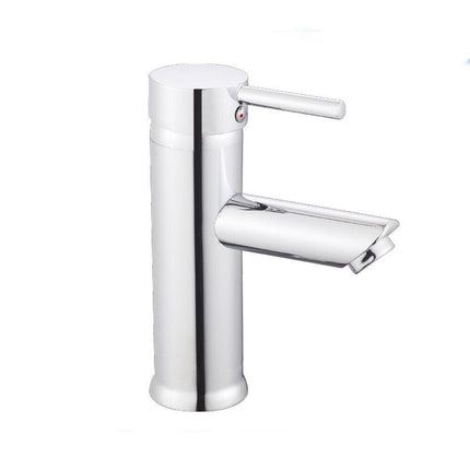Rubinetto per bagno ultra moderno cromato lucido miscelatore lavabo a canna bassa modello Ray Silver - enzoled