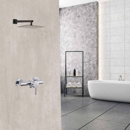 Rubinetto per bagno ultra moderno cromato lucido miscelatore per box doccia modello Ray Silver - enzoled