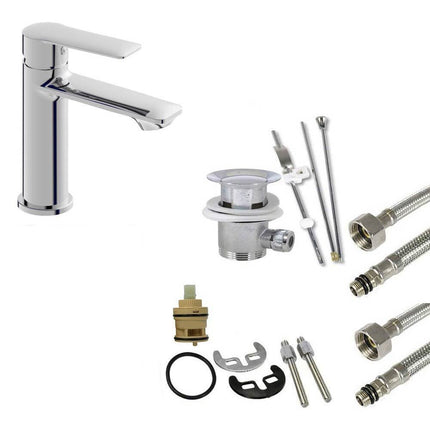 Rubinetto per bagno ultra moderno miscelatore orientabile lavandino in ottone cromato lucido modello Sofi - enzoled