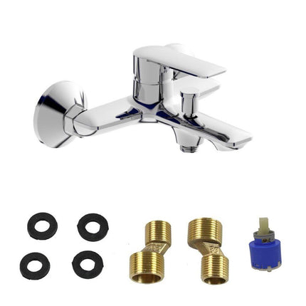 Rubinetto per bagno ultra moderno miscelatore orientabile vasca da bagno in ottone cromato lucido modello Sofi - enzoled